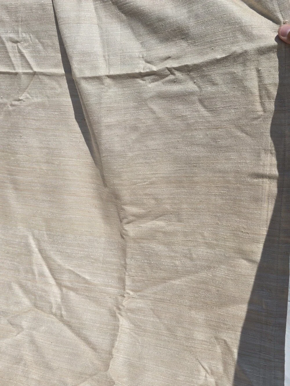 Quince Raw Silk True Blackout Curtain Panel 48x84 Ivory Single 48